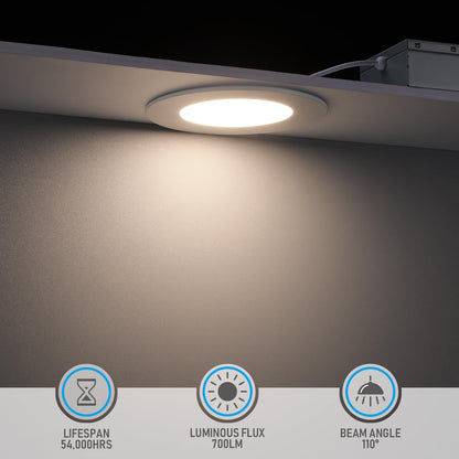 TORCHSTAR 4 Inch Ultra-Thin LED Recessed Light with Junction Box, 4000K Cool White, 10W 80W Eqv. Dimmable Slim LED Downlight, ETL and Energy Star Certified, Pack of 4