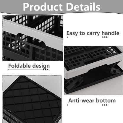 Innouse Pack of 3 Small Collapsible Storage Crates, 16 L Black Plastic Milk Crates
