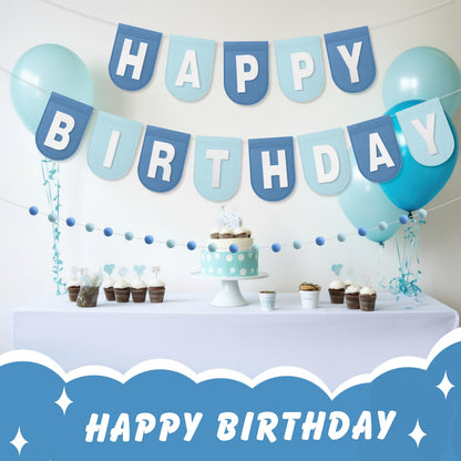 Hahafelt 125 Pcs Make Your Own Banner Kit Personalized Handmade Name Scallop Felt Banner for Baby Nurseries Kids Rooms Decor, Custom Banners for Birthday Wedding Baby Shower(Blue)