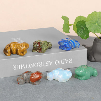 SMQ 2 inch Crystal Frog, Natural Green Aventurine Frog Figurine, Hand Carved Frog Statue Decor, Healing Stone Crystal Animal Statue with Gift Box