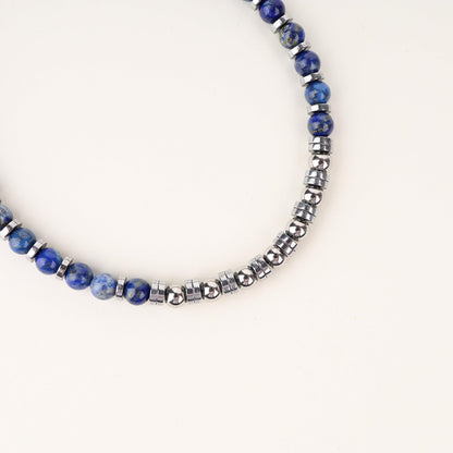 GAVU Hematite Lapis Lazuli Bracelet, Crystal Beaded Bracelet for Men