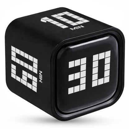 Digital Pomodoro Timer Cube, Rechargeable Type-C Productivity Countdown Clock for Study, ADHD, Kids, Kitchen, 5, 10, 30, 60 Minutes Presets with Volume Control, Black