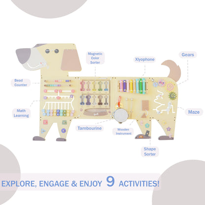 EsterFlare Dog Activity Wall Busy Board Panels, Toddler Learning Activity Center, Montessori Sensory Activity Board, Educational Toys for Children’s Playroom & Daycare