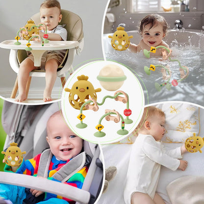 Baby Teething Toy, Silicone Hollow Groundhog Teething Toys, Food Grade Silicone Teething Mitten, Suitable for Babies of Any Age, Yellow