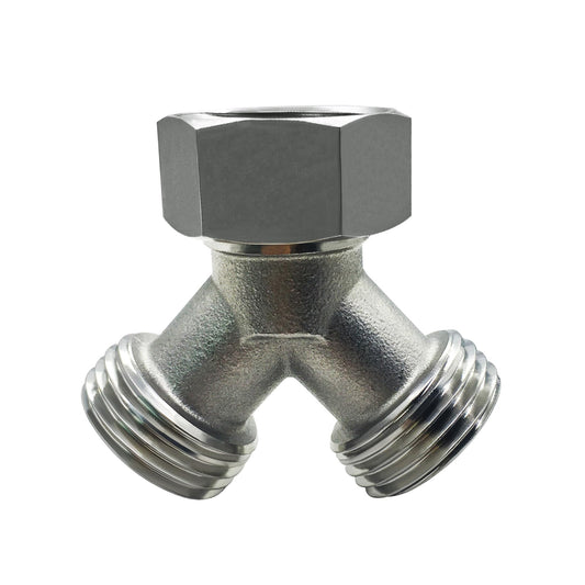 beduan Stainless Steel Garden Hose Splitter 2 Way Y Connector Heavy Duty for Outdoor Garden Faucet Hose Bib