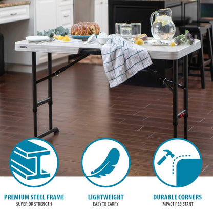LIFETIME 80387 4-Foot Commercial Adjustable Folding Table, Almond