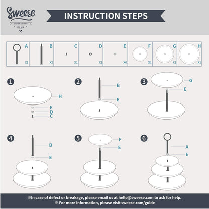 Sweese 3 Tier Cupcake Stand- White Porcelain Cake Stand- Dessert Stand, Tiered Serving Trays for Parties