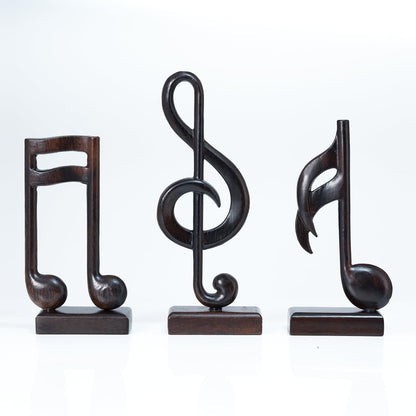 Handicraftviet Wooden Music Note Sculpture and Music Lovers, Handmade Music Symbols Gifts for Office Bookshelf Room Decor, Music Teacher Gifts, Music Graduation Gifts (Music Note Set 3, Black)