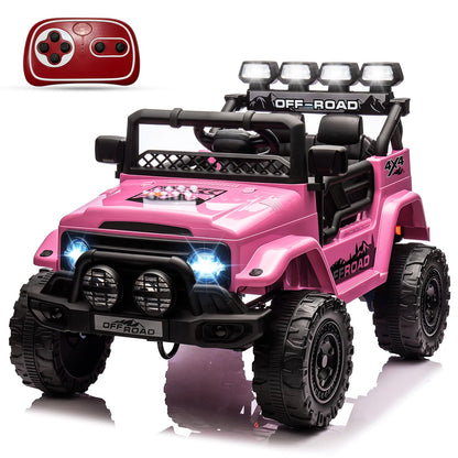 GarveeLife Kids Ride On Toy for Ages 37-96 Months, Electric Truck Ride On Toys with 5MPH Max Speed, Remote Control, Accelerator Pedal, Treaded Tires, Steering Wheel, Music and Story, Pink
