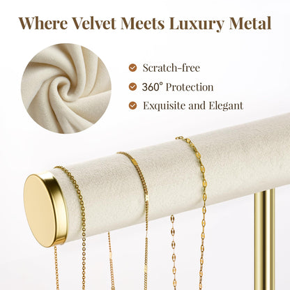 3 Tier Bracelet Holder Display - Detachable T Bar Beige Velvet Bracelet Holder, Jewelry Holder Organizer for Bracelet, Necklace, Earrings, Rings