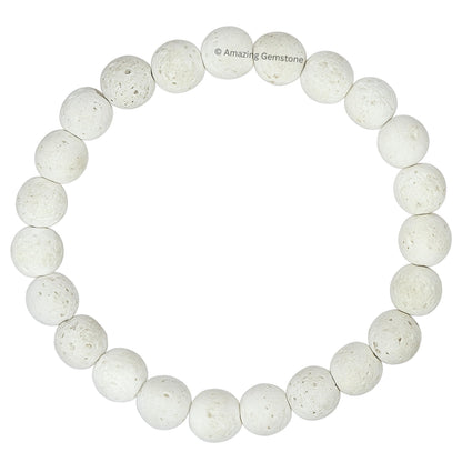 Amazing Gemstone Crystal Bracelet for Women Men's Gifts - Protection Healing Crystal Bracelet - 8mm Gemstone Beaded Stretchable Bracelet Pulseras Para Hombres Mujer Stocking Stuffers Mothers Day Gift (White Lava)