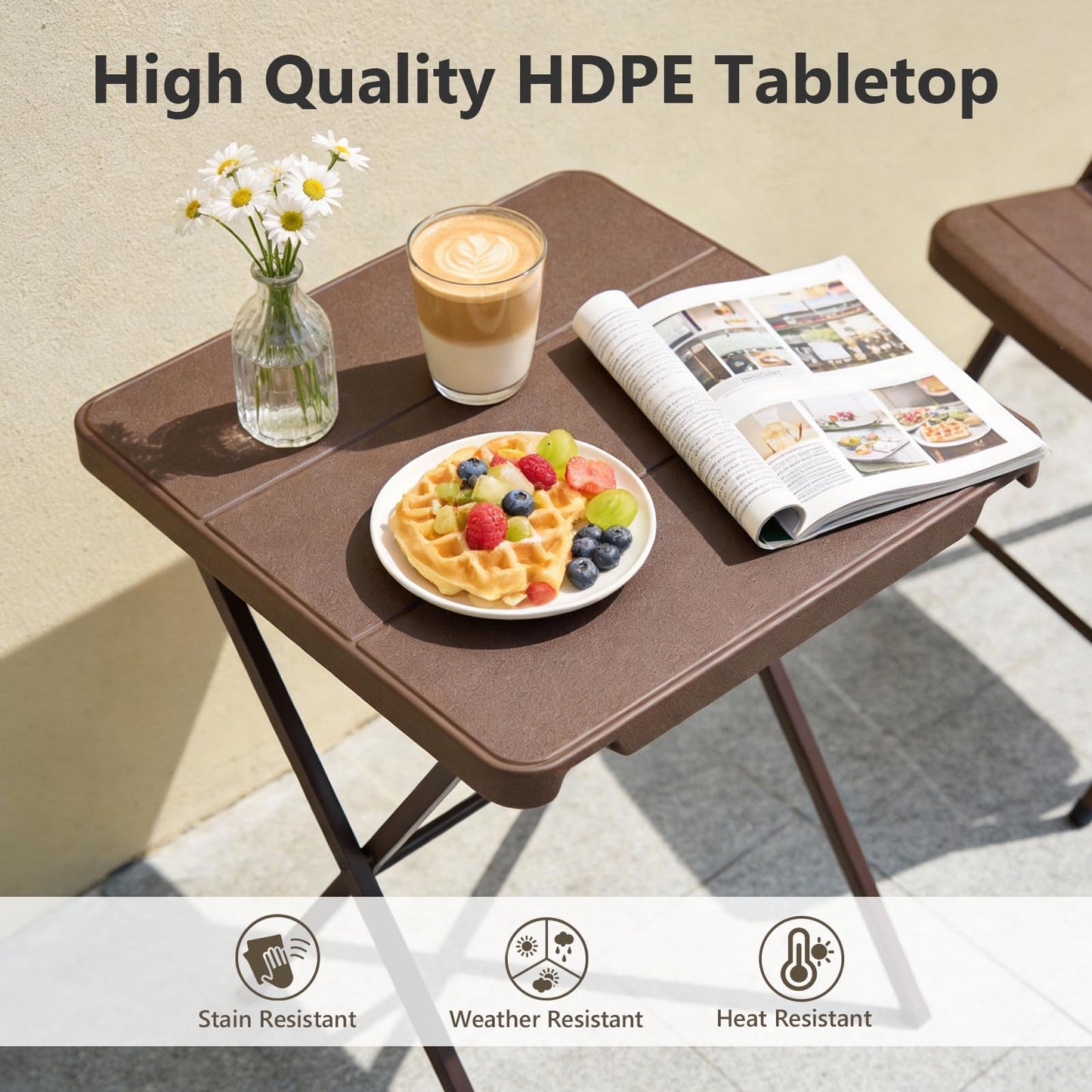 FurniEdge Folding Table, Portable Square Foldable Table No Assembly, Heavy Duty Steel Frame Indoor Outdoor Camping Patio Table with 400 LBS Capacity, Picnic Card Table for Backyard, RV, Small Spaces