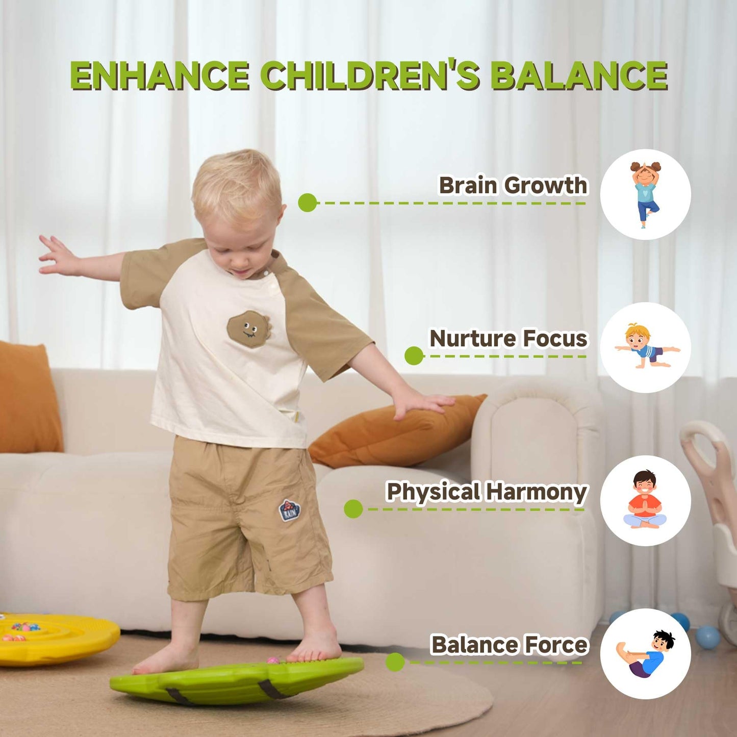 JUNGLE WELL Wobble Balance Board for Kids – Yellow Frog Design with Maze Track & Balls | Dual-Sided Sensory Rocker Board | Non-Slip Tactile Surface | Supports Up to 200lbs | Perfect for Toddlers & Parent-Child Play
