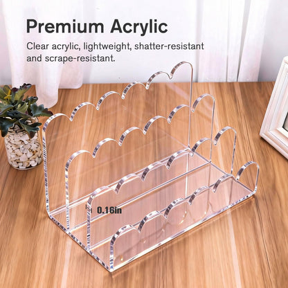 Cryozeo Clear Acrylic Mail Organizer,3 Compartments Letter Holder for Desk, Vertical Acrylic Mail Sorter, Desk Organizer for Letters, Envelope, Bills, Stationery