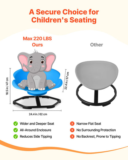 VEVOR Kids Swivel Chair, 220 lbs Capacity, Cylinder Shape Sensory Spinning Chair, Autistic Kids Sensory Toy Seat with Non-Slip Metal Base, Toddler Sit & Spin Seat for Coordination Balance Focus, Blue