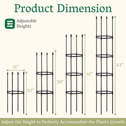 2 Pack Tomato Cages for Garden | Heavy Duty Rustproof Round Tomato Cage | 63 Inch Steel Core Plastic Coated Garden Trellis Plant Support for Tomato, Cucumber, Beans, Flower, Vegetable Indoor Outdoor