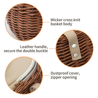 Wicker Insulated Picnic Basket, Natural Willow Hamper Empty Basket with Insulated Cooler Bag and Lid for Camping Outdoor Easter