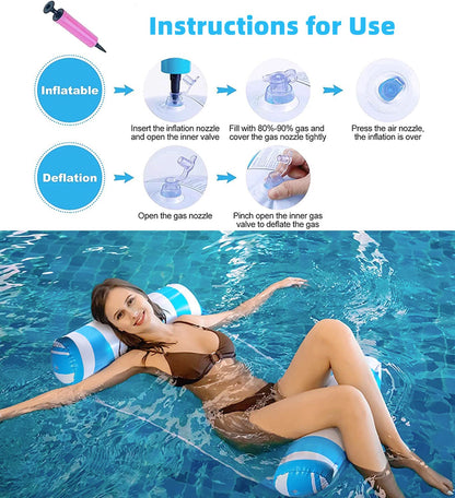 4 Pack Upgrated XL Water Pool Floats, 4-in-1 (Hammock, Saddle, Lounge Chair, Drifter) Multi-Purpose Water Pool Float, Non-Stick PVC Material