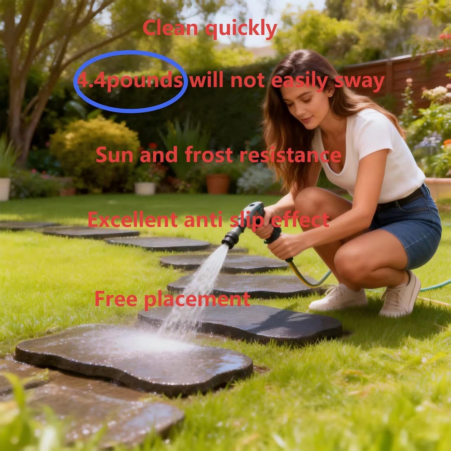 5 Pcs Yard Stepping Stones Outdoor Non Slip Garden Walkway Stones，for Yard Lawn Patio Pathway Grey Stepping Stone,Rubber Stepping Stones Outdoor (5)