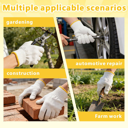GloveRiant Unisex Cotton Work Gloves - Wear-Resistant, Anti-Slip Knitted Safety Gloves for Construction, Cooking, BBQ and Gardening (12 pairs)