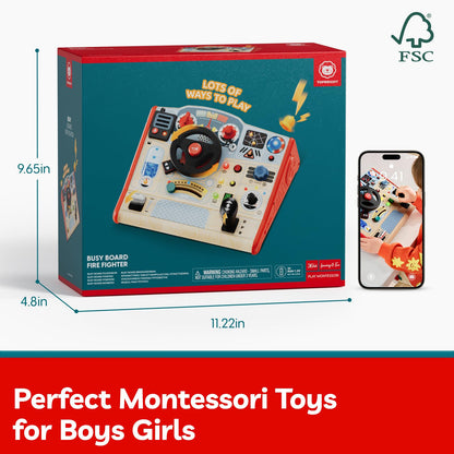 TOP BRIGHT Montessori Busy Board with LED Light, Sensory Toys with Sounds & Switches, Activity Board for Kids 3-5, Car Driving Toy for Toddler Boy, 3 Year Old Girl Boy Gifts for Birthday Christmas