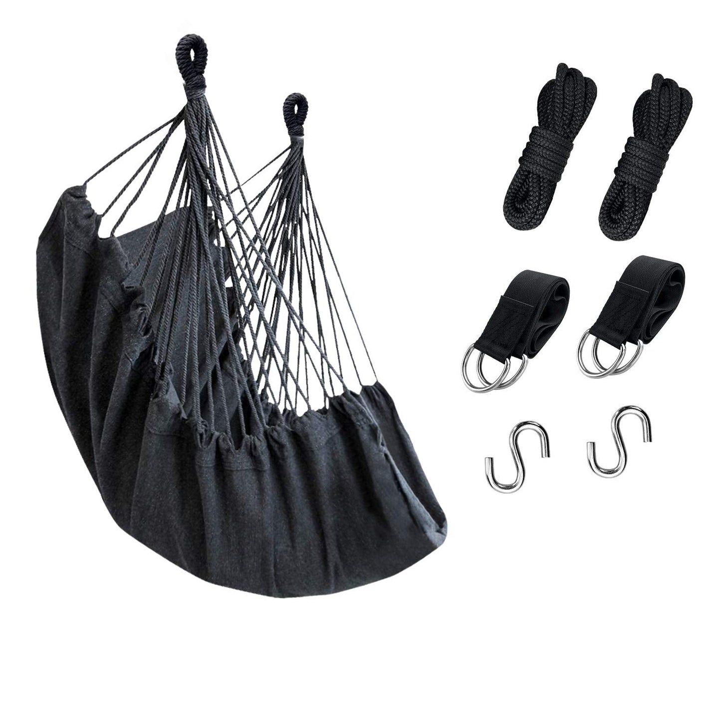 KPX Ourdoor Hanging Hammock Chair – Comfortable Tree Swing Chair Large Size 110X130cm（Without Pillows） - 330 Lbs Weight Capacity (Dark Gray)