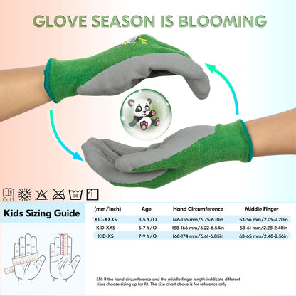 Vgo... 2-Pairs Age 5-7 Kids Garden Gloves, Bamboo Fibre Toddler Gardening Gloves, Children Yard Safety Work Gloves,Rubber(Size XXS, Green, KID-RB6026)