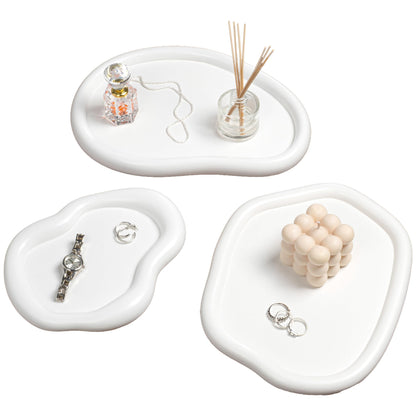 happimess TRY3000B-3SET Grace Contemporary Concrete Decorative Cloud Jewelry Trays for Storage,Decoration, Display, Coffee Table or Serving Food, White (Set of 3)