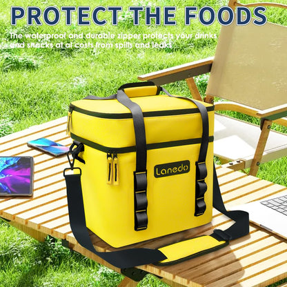 Lanedo Lunch Soft Cooler 20 Can, Soft Carrying Handle Insulated Bag Portable Ice Chest Box for Lunch, Beach, Drink, Beverage, Travel, Camping, Picnic, Car, Trips, Cooler Leak-Proof (Orange)