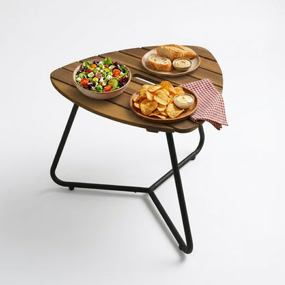 Portable Adirondack Side Table 15"H - Wood & Metal Patio Table for Indoor & Outdoor Use - Small Outdoor End Table for Picnic, Camping, Adirondack Chair, Great Father's Day Gift | Golden Teak Finish