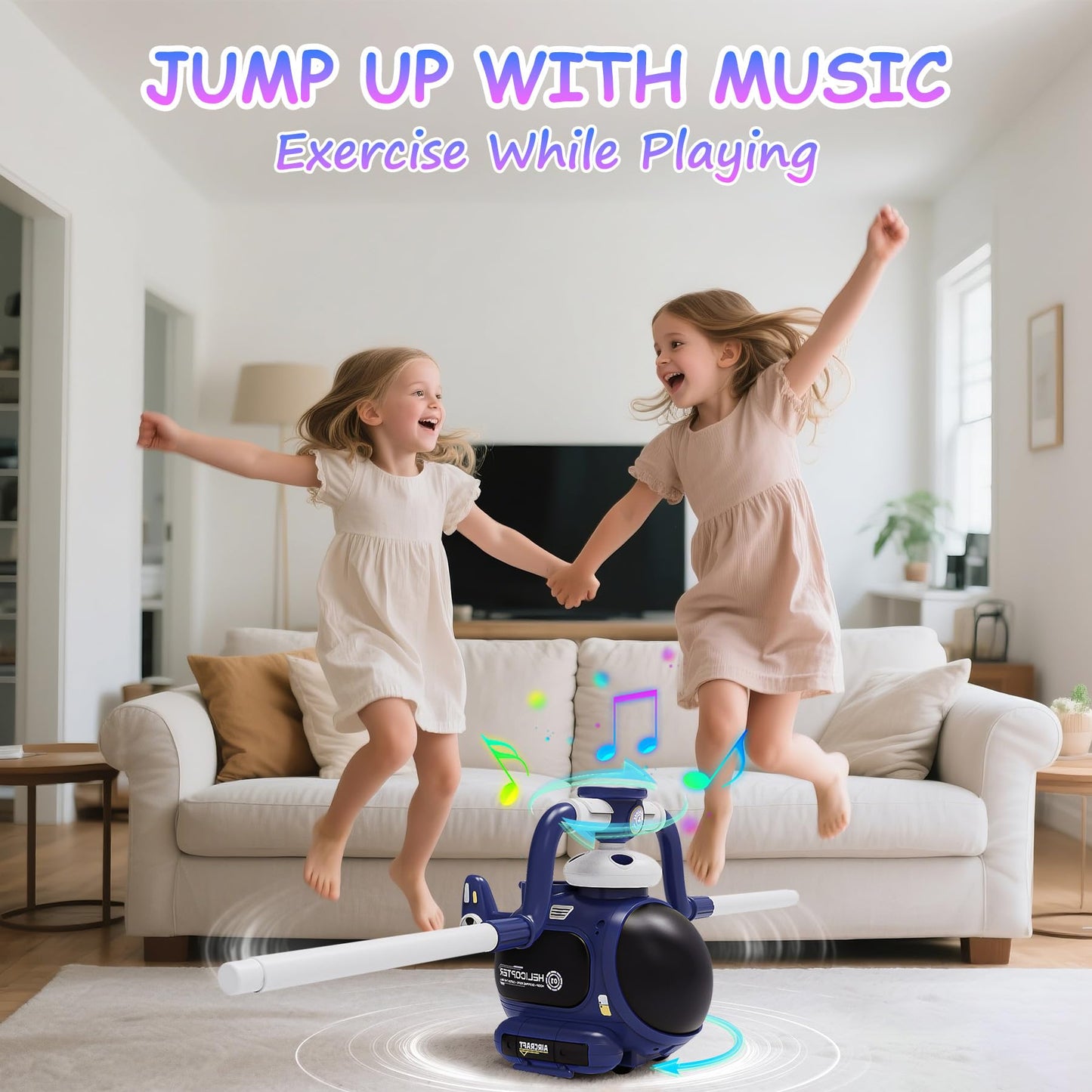 WhimsQuest Missfly 4-in-1 Kids Outdoor Game Toy, Auto Disc Launcher, Jump Dodge & Ring Toss, Interactive Sports Play for Boys & Girls (Blue)