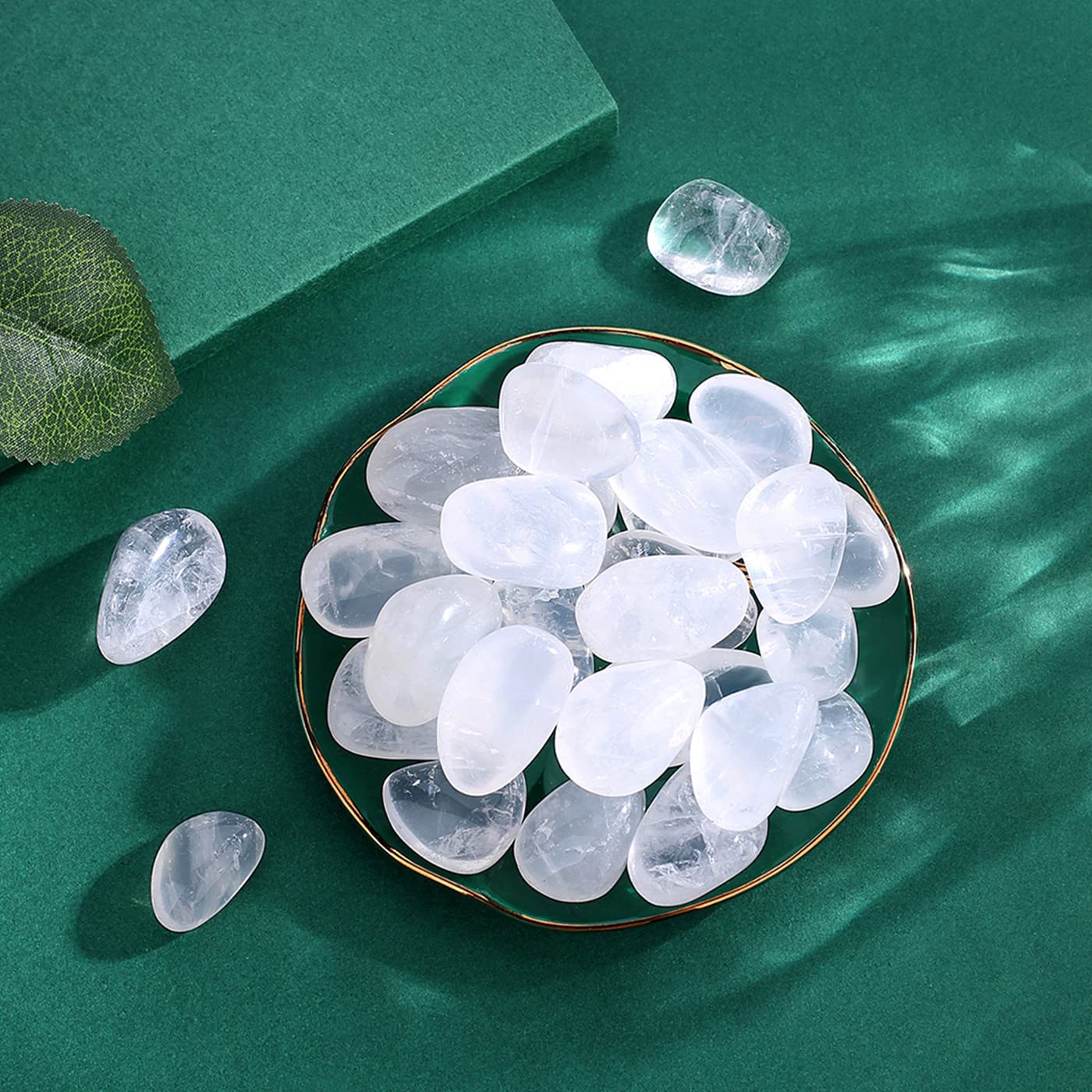 QINJIEJIE Clear Quartz Crystals Bulk (1000+ Carats) Polished Stone 0.6-1" Tumbled Stones Healing Crystal Reiki Decoration 0.45 lb 200G