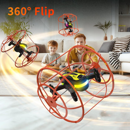 Morlyrctooy M17 Drone with Protective Cover Mini Drone RC Quadcopter for Beginners Land-Air Dual Mode Drone Headless Mode 3 Speed Modes 3D Flip One Key Control 2 Rechargeable Battery Gifts