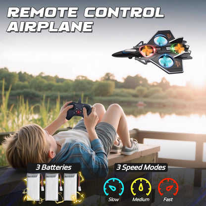 Snugzy Foam RC Plane Remote Control Airplanes for Kids 8-16, 360° Flip Stunt Roll RC Airplane with Colorful Lights, Airplane Toys Gifts for Boys