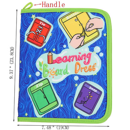 Kghios Montessori Toys Materials for Toddlers BusyBoard,Busy Board Learn to Dress Board Early Learning Basic Life Skills - Zip, Snap, Button, Buckle, Lace & Tie Educational Tools Preschool Learning