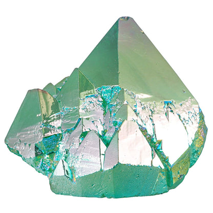 mookaitedecor Angel Aura Quartz Natural Rock Quartz Titanium Coated Crystal Points, Geode Rocks Crystal Cluster Stone Specimen for Meditation Home Decor, Green