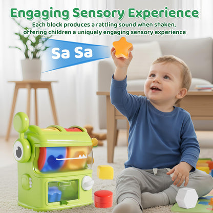 Aprilwolf Montessori Shape Sorter Learning Toys for 1 Years Old, Baby Toys 12-18 Months with 6 Sensory Shape Blocks, Developmental Infant Birthday Gifts for Toddler Age 1 2 3
