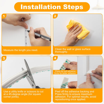 Peel and Stick Wall Molding Kit, 16.4FT x 0.91" EVA Flexible Trim for Interior Wall Decoration, Self-Adhesive Crown Molding for Wainscoting Panels and Paintable Peel and Stick Crown Trim