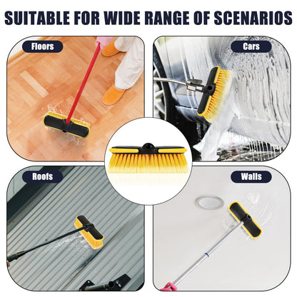 10 Inch Car Wash Brush Head, Scrub Brush Attachment for Long Handle Extension Pole,Outdoor Broom and Scrubbing Brush for Cleaning Window, Wall, House Floor, Deck, Patio, Car (10inch Brush-1Pack)