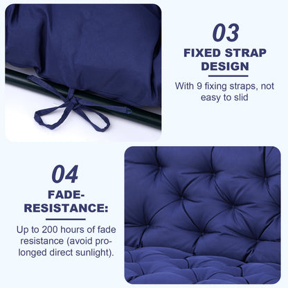 EverPine Outdoor Swing Cushion Replacement Patio Bench Cushion Waterproof Thick Seat Pad for Porch Swing Daybed Garden Sofa Furniture (Navy Blue)