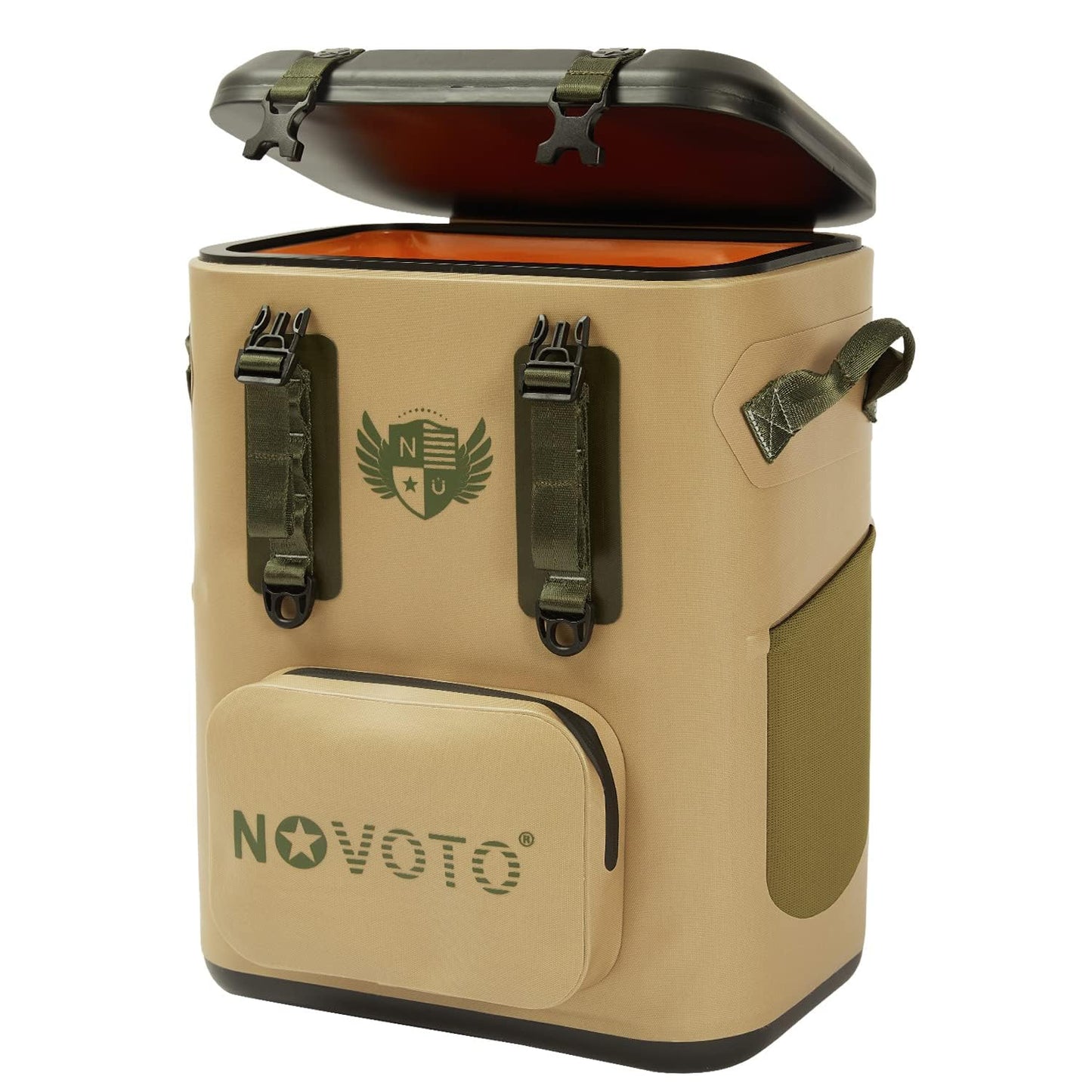 Novoto Magnetic Backpack Cooler 30 Can, Insulated Soft Cooler Bag for Men & Women, Zipperless Waterproof Soft Sided Cooler for Beach, Lunch, Picnic, Kayak, Car, Camping & Party