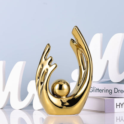 XMGZQ Home Decor Golden Ceramic Statue,Gold Decor Abstract Art Ceramic Statue,Modern Art Ceramic Statue Gold Table Decorations for Dining Room Living Room Office Centerpiece Handmade Artware Gift