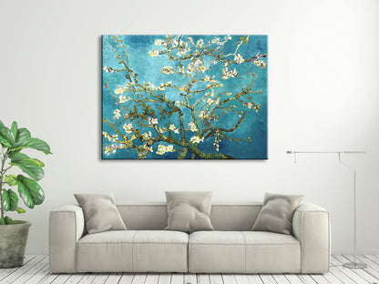 Wieco Art Huge Gallery Wrapped Giclee Canvas Print by Classic Van Gogh Reproductions, Almond Blossom Modern Canvas Wall Art Ready to Hang for Living Room Bedroom Home Office Decorations