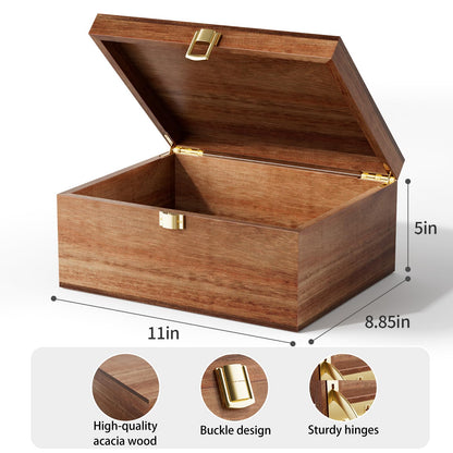 Yaoyiizy Wooden Keepsake Box, Acacia Memory Box with a Hinged Lid, Wooden Storage box, for Picture Letter Time Capsule - Wooden Gift Boxes
