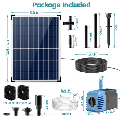 POPOSOAP Solar Fountain Pump 12W, Solar Water Fountain Pump with 160GPH Submersible Pump Adjustable Flow for Outdoor Fountain, Pond, Fish Tank, Garden, Pool, Water Features