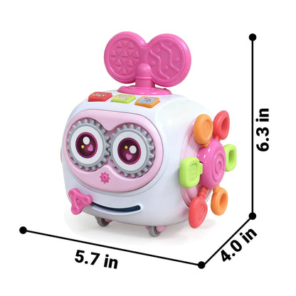 Toys for 1+ Year Old Girl, Musical Busy Cube for Toddlers 1-3 year old, Montessori 6-in-1 Activity Cube with Lights & Sounds, Wheels for Tummy Time & Crawling Training, Birthday Gifts for Baby Girl