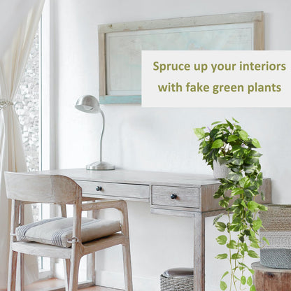 CADNLY Realistic Artificial Plants Indoor in Pot – Green Faux Hanging Plants Artificial Decor Fake Pothos Potted Home Decor Shelves Tabletop Office 1 Pack