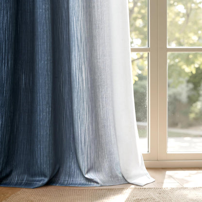 MIULEE Ombre 100% Blackout Curtains, Navy Blue and Greyish White Full Room Darkening Thermal Insulated 84 Inches Long Drapes for Bedroom/Living Room Grommet Window Treatments Modern 52Wx84L, Set of 2