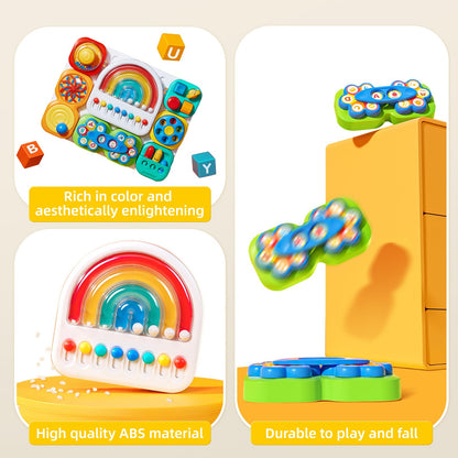 auby Busy Board 3.0 Detachable & Assemblable Educational Sensory Toy for Toddlers 1-6 – Portable Learning Activity Board with 7 Travel-Friendly Tools, Fine Motor Skills Development