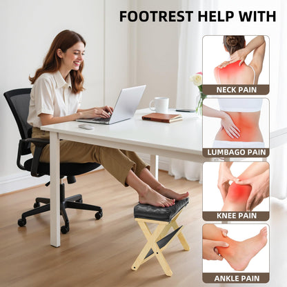 HOMELYSTBO Double Step Foot Rest for Under Desk at Work, Wooden Under Desk Footrest with Non-Slip EVA Stepping Surface, Ergonomic Foot Stools for Under Office Desk, Enhances Posture,Home Office Gaming